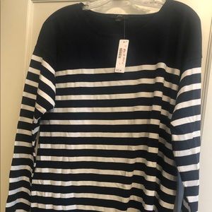 J. Crew navy and white striped t